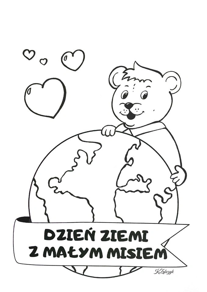 Kolorowanka miś przytula ziemię